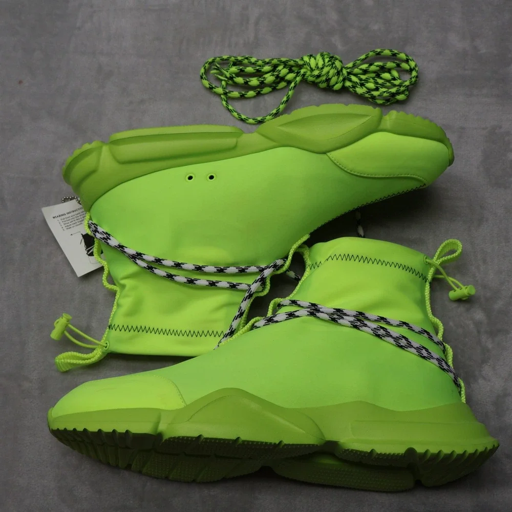 John Geiger 002 Shoes Men 12 Volt Green Neoprene High Top Streetwear Sneaker Lux